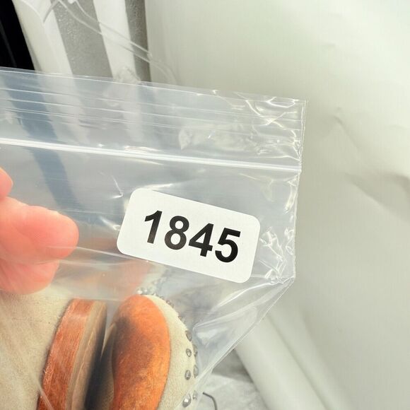 AGL Italy Monika Ballet Flat Size 36.5 6.5 beige silver studded Leather Comfy - Picture 14 of 14